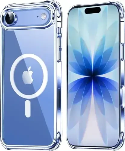 Mkeke Magnetic Designed for iPhone Air Case Clear, [MagSafe bilan mos] [Sarg'aymaydi] [Harbiy darajadagi tushishdan himoya] Zarba o'tkazmaydigan bamperli iPhone 17 Air Case uchun himoya qopqog'i 2025 - MKEKE