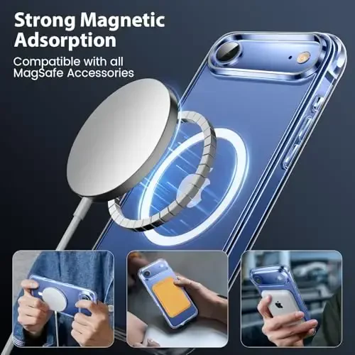 Mkeke Magnetic Designed for iPhone Air Case Clear, [MagSafe bilan mos] [Sarg'aymaydi] [Harbiy darajadagi tushishdan himoya] Zarba o'tkazmaydigan bamperli iPhone 17 Air Case uchun himoya qopqog'i 2025 - 2