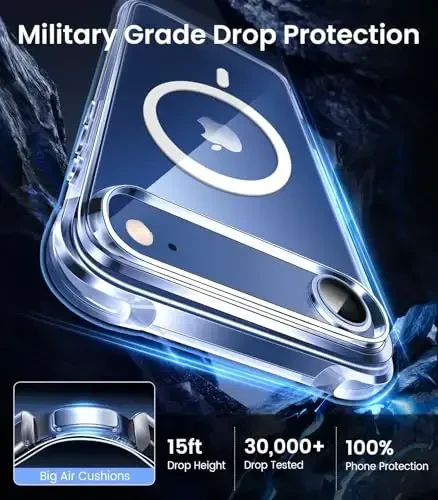 Mkeke Magnetic Designed for iPhone Air Case Clear, [MagSafe bilan mos] [Sarg'aymaydi] [Harbiy darajadagi tushishdan himoya] Zarba o'tkazmaydigan bamperli iPhone 17 Air Case uchun himoya qopqog'i 2025 - 4