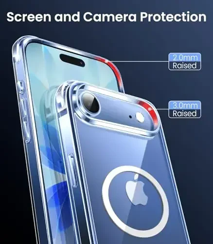 Mkeke Magnetic Designed for iPhone Air Case Clear, [MagSafe bilan mos] [Sarg'aymaydi] [Harbiy darajadagi tushishdan himoya] Zarba o'tkazmaydigan bamperli iPhone 17 Air Case uchun himoya qopqog'i 2025 - 5