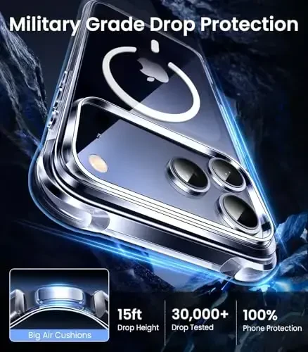 Mkeke Magnetic for iPhone 17 Pro Max Case Clear, [MagSafe bilan mos] [Sarg'aymaydi] [Harbiy darajadagi tushishdan himoya] iPhone 6.9 dyuym 2025 uchun telefon bamperi - 5