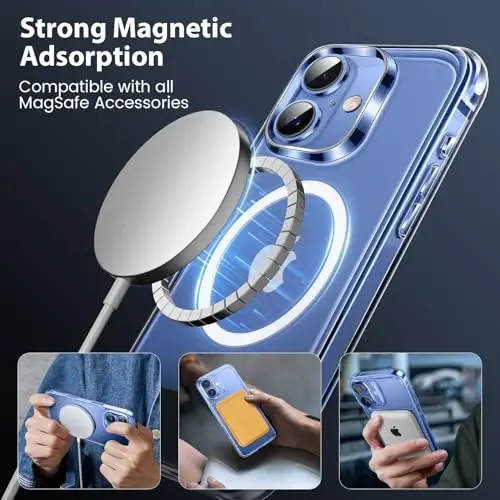 Mkeke Magnetic Clear Case for iPhone 17, Compatible with MagSafe, Military-Grade Protection, Phone Bumper 6.3 inch 2025 - 3