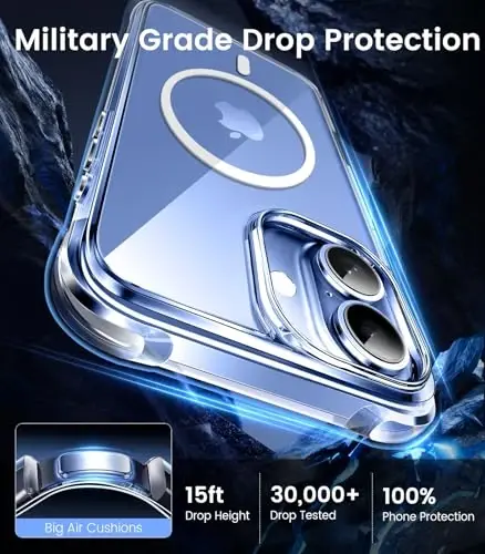 Mkeke Magnetic Clear Case for iPhone 17, Compatible with MagSafe, Military-Grade Protection, Phone Bumper 6.3 inch 2025 - 4