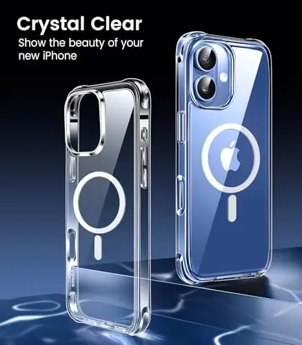 Mkeke Magnetic Clear Case for iPhone 17, Compatible with MagSafe, Military-Grade Protection, Phone Bumper 6.3 inch 2025 - 6