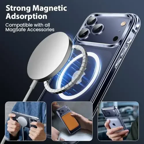 Mkeke for Phone 17 Pro Case Magnetic Clear, Compatible with MagSafe, Military-Grade Protection, Phone Bumper for iPhone 6.3 inch 2025 - 2