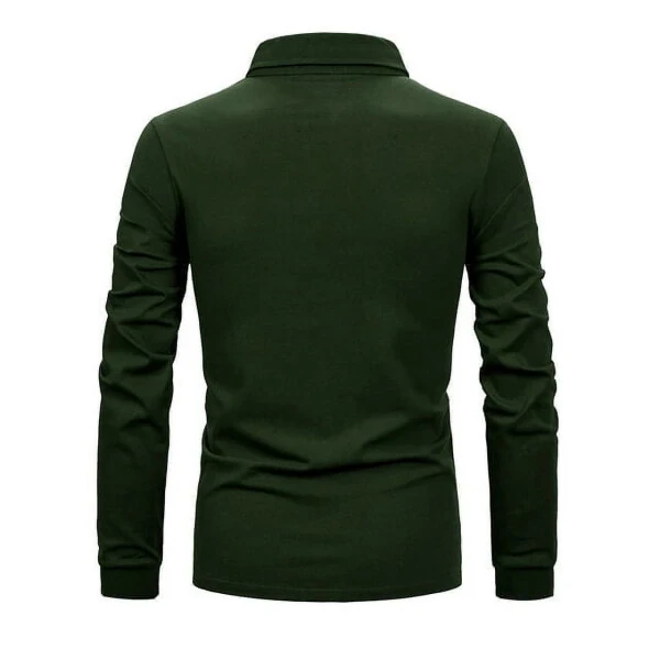 MLANM Erkaklar kundalik uzun qisma katakli yoqali polo ko'ylak Slim Fit asosiy ko'ylaklar, S To'q yashil - 3