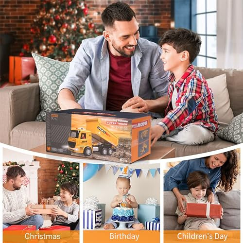 MLcnleS Kids-Toys for 3 4 5 6 Years Old Boys, Remote Control Dump Truck Toy with Activity Barricade, Rechargable, Construction-Car-Vehicle Toddlers-Toy for 6 7 8 9 Year Old Boys and Girls - 2