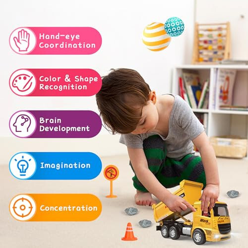 MLcnleS Kids-Toys for 3 4 5 6 Years Old Boys, Remote Control Dump Truck Toy with Activity Barricade, Rechargable, Construction-Car-Vehicle Toddlers-Toy for 6 7 8 9 Year Old Boys and Girls - 3