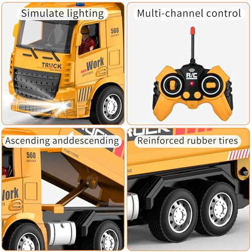 MLcnleS Kids-Toys for 3 4 5 6 Years Old Boys, Remote Control Dump Truck Toy with Activity Barricade, Rechargable, Construction-Car-Vehicle Toddlers-Toy for 6 7 8 9 Year Old Boys and Girls - 5