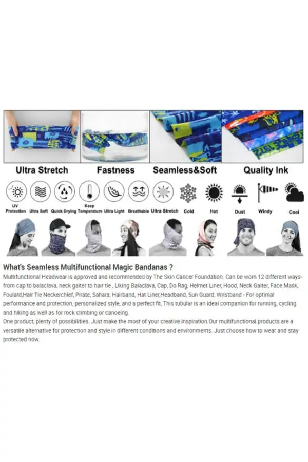 Многофункциональная маска для лица с флагом Казахстана UV Buff Baret Повязка на голову Бандана Do Rag Повязка для волос - 3