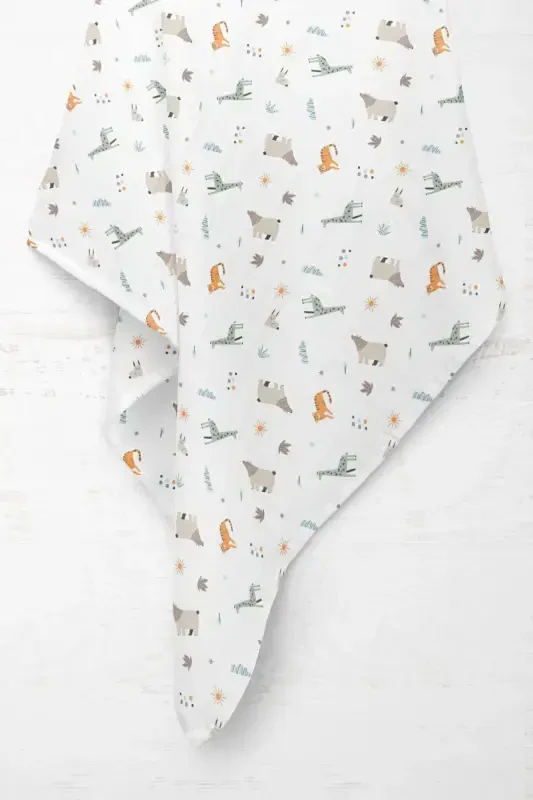 Многофункциональное муслиновое детское одеяло Animal Party - Xl 75x100 Cm-Animal Party - 2