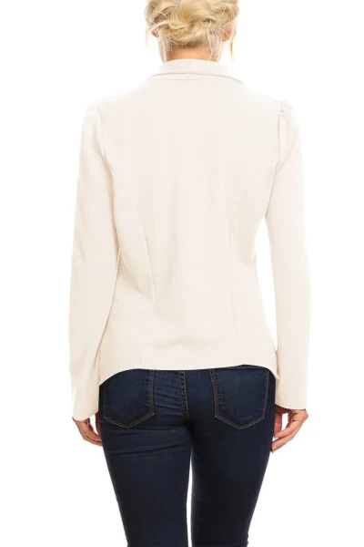 Moa Collection Women's Casual Office Work Wear Long Sleeves Open Front Blazer Jacket S-3XL - 3