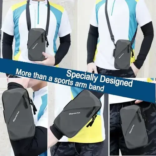 Cell Phone Armbands Running Phone Holder Armband, Shoulder Holster Phone Purse Crossbody Bag Pouch (Gray) - 7