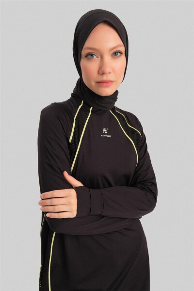 Mobile Hoodie With Finger And Drawstring Detailed Tunic 23k4735 Black - 5