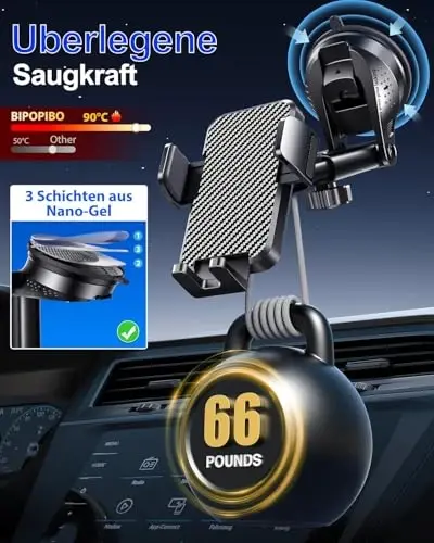 Mobile Phone Holder Car Mobile Phone Holder Car Universal Mobile Phone Holder Car 360° Rotatable Car Mobile Phone Holder Dashboard Windscreen Mobile Phone Holder Car for iPhone Android Smartphone - 5