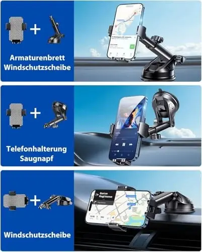 Mobile Phone Holder Car Mobile Phone Holder Car Universal Mobile Phone Holder Car 360° Rotatable Car Mobile Phone Holder Dashboard Windscreen Mobile Phone Holder Car for iPhone Android Smartphone - 2