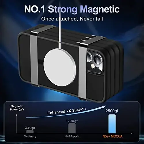 MOCCA Strong Magnetic for iPhone 11 Phone Case,[Compatible with Magsafe][Glass Screen Protector+Camera Lens Protector] Slim Thin Shockproof Cover Case for iPhone 11 6.1 inch, Black - 3