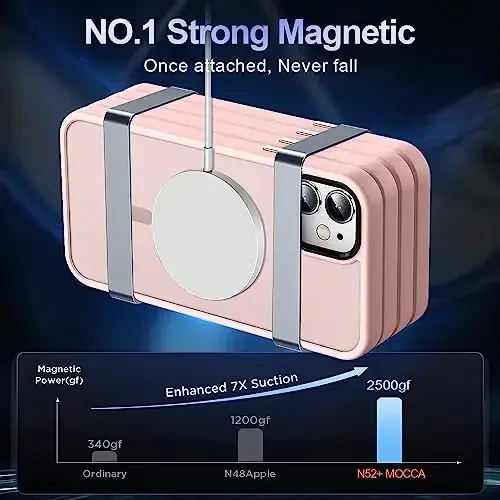 MOCCA Strong Magnetic for iPhone 11 Case,[Compatible with Magsafe][Glass Screen Protector+Camera Lens Protector] Slim Thin Shockproof Cover Case for iPhone 11 6.1 inch, Pink - 3