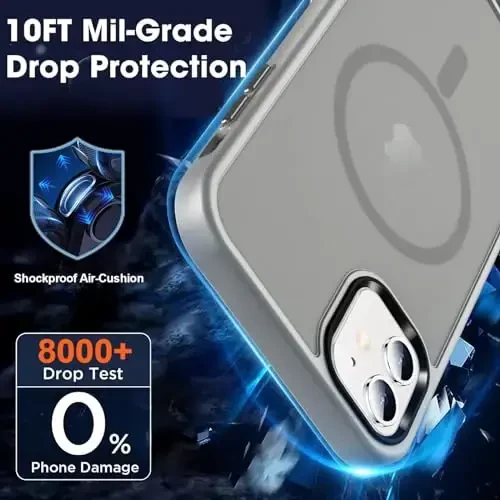 MOCCA iPhone 11 uchun kuchli magnitli telefon g'ilofi, [Magsafe bilan mos], [Shisha ekran himoyachisi+Kamera linzalari himoyachisi] iPhone 11 6.1 dyuym uchun ingichka zarbga chidamli g'ilof, Titan kulrang - 4