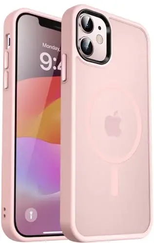 MOCCA iPhone 12 Case/iPhone 12 Pro uchun kuchli magnitli g‘ilof, [Magsafe bilan mos][Harbiy darajadagi tushishdan himoya] iPhone 12/12 Pro uchun ingichka zarbga chidamli yarim shaffof himoya telefoni g‘ilofi, Pushti - MOCCA