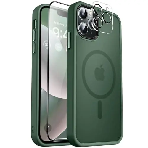 MOCCA Strong Magnetic for iPhone 12 Pro Max Case,[Compatible with Magsafe][Glass Screen Protector+Camera Lens Protector] Slim Thin Shockproof Cover Phone Case for iPhone 12 Pro Max 6.7