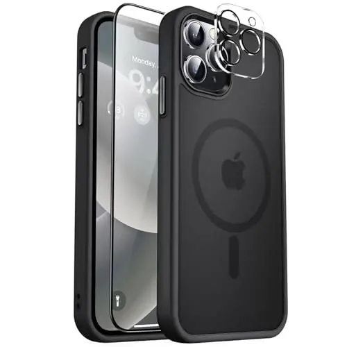 MOCCA iPhone 12 Pro Max Kılıfı için Güçlü Manyetik, [Magsafe ile Uyumlu] [Cam Ekran Koruyucu+Kamera Lens Koruyucu] İnce Darbeye Dayanıklı Kapak iPhone 12 Pro Max 6.7