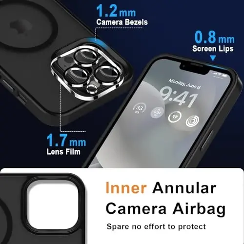 MOCCA iPhone 12 Pro Max Kılıfı için Güçlü Manyetik, [Magsafe ile Uyumlu] [Cam Ekran Koruyucu+Kamera Lens Koruyucu] İnce Darbeye Dayanıklı Kapak iPhone 12 Pro Max 6.7
