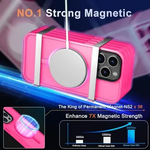 MOCCA iPhone 12 Pro Max Kılıfı için Güçlü Manyetik,[Magsafe ile Uyumlu][Cam Ekran Koruyucu+Kamera Lens Koruyucu] İnce Darbeye Dayanıklı Kapaklı Telefon Kılıfı iPhone 12 Pro Max 6.7