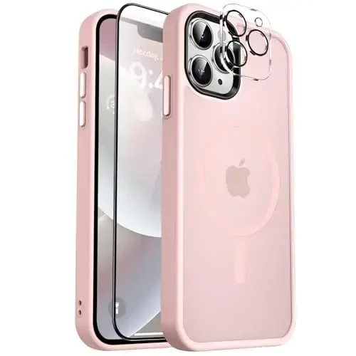 MOCCA Strong Magnetic for iPhone 12 Pro Max Case,[Compatible with Magsafe][Glass Screen Protector+Camera Lens Protector] Slim Thin Shockproof Cover Phone Case for iPhone 12 Pro Max 6.7