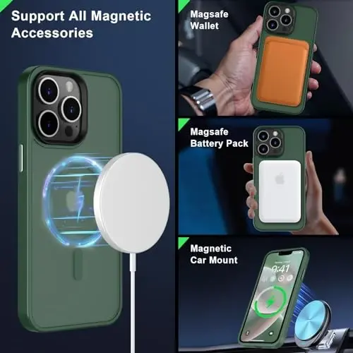 MOCCA iPhone 12 Pro Max uchun kuchli magnitli g‘ilof, [Magsafe bilan mos keladi] [Shisha ekran himoyachisi + kamera linzalari himoyachisi] Yupqa zarbga chidamli g‘ilof iPhone 12 Pro Max 6.7