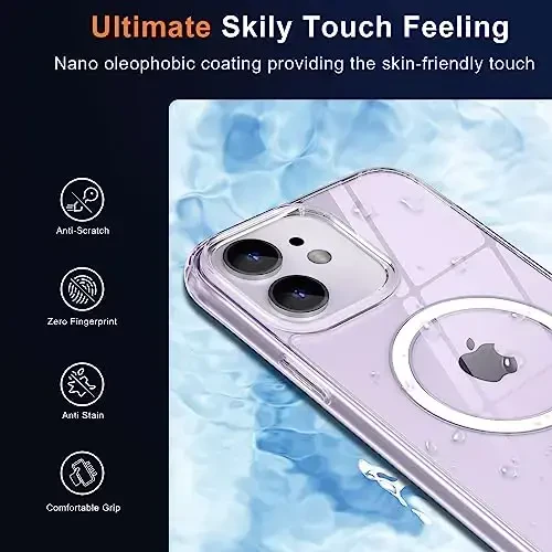 MOCCA Strong Magnetic for iPhone 12 Case/12 Pro Case, [Anti Yellowing][Compatible with Magsafe][Mil-Grade Drop Protection] Slim Thin Shockproof Protective Phone Case for iPhone 12/12 Pro 6.1”, Clear - 6