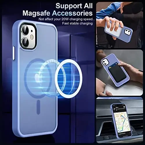 MOCCA Strong Magnetic for iPhone 12 Case/iPhone 12 Pro Case, [Compatible with Magsafe][Mil-Grade Drop Protection] Slim Shockproof Translucent Protective Phone Case for iPhone 12/12 Pro 6.1“, Blue - 2