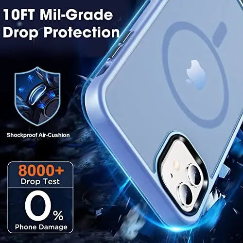 MOCCA Strong Magnetic for iPhone 12 Case/iPhone 12 Pro Case, [Compatible with Magsafe][Mil-Grade Drop Protection] Slim Shockproof Translucent Protective Phone Case for iPhone 12/12 Pro 6.1“, Blue - 4