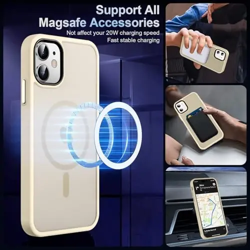 MOCCA Strong Magnetic for iPhone 12 Case/iPhone 12 Pro Case, Compatible with Magsafe, Mil-Grade Drop Protection, Slim Shockproof Translucent Protective Phone Case for iPhone 12/12 Pro, Light Gold - MOCCA (1)