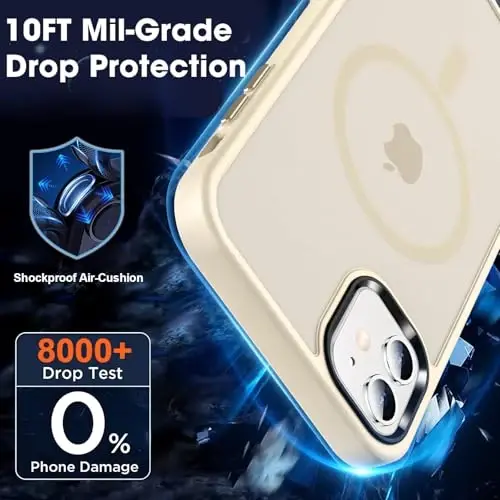 MOCCA Strong Magnetic for iPhone 12 Case/iPhone 12 Pro Case, Compatible with Magsafe, Mil-Grade Drop Protection, Slim Shockproof Translucent Protective Phone Case for iPhone 12/12 Pro, Light Gold - 4