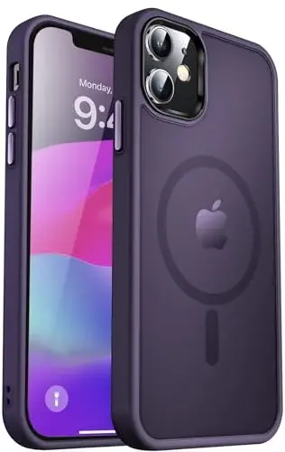 MOCCA iPhone 12/iPhone 12 Pro Kılıfı için Güçlü Manyetik, [Magsafe Uyumlu][Askeri Sınıf Düşme Koruması] İnce Darbeye Dayanıklı Yarı Saydam Koruyucu Telefon Kılıfı, Derin Mor - 1