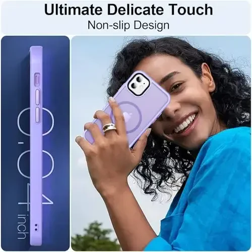 MOCCA Strong Magnetic for iPhone 12 Case/iPhone 12 Pro Case, [Compatible with Magsafe][Mil-Grade Drop Protection] Slim Shockproof Translucent Protective Phone Case for iPhone 12/12 Pro, Light Purple - 6