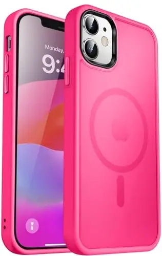 MOCCA Strong Magnetic for iPhone 12 Case/iPhone 12 Pro Case,[Compatible with Magsafe][Mil-Grade Drop Protection] Slim Shockproof Translucent Protective Phone Case for iPhone 12/12 Pro,Hot Pink - 1