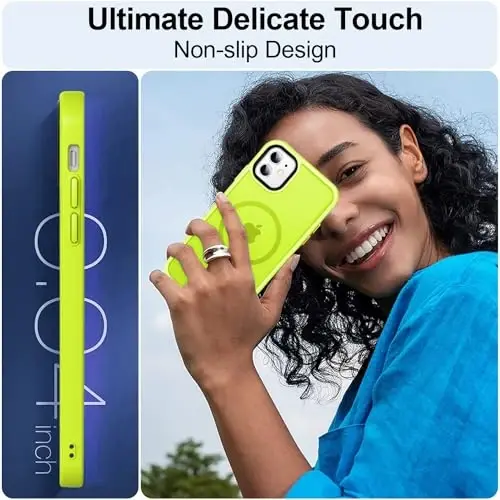 MOCCA Strong Magnetic for iPhone 12 Case/iPhone 12 Pro Case,[Compatible with Magsafe][Mil-Grade Drop Protection]Slim Shockproof Translucent Protective Phone Case for iPhone 12/12 Pro,Fluorescent Green - 6