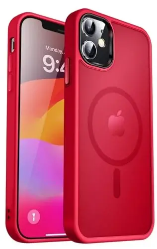 MOCCA Strong Magnetic for iPhone 12 Case/iPhone 12 Pro Case, [Compatible with Magsafe][Mil-Grade Drop Protection] Slim Shockproof Translucent Protective Phone Case for iPhone 12/12 Pro,Red - MOCCA