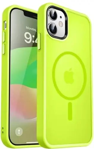 MOCCA iPhone 12/iPhone 12 Pro uchun kuchli magnitli g'ilof, [Magsafe bilan mos], [Harbiy darajadagi tushishdan himoya] iPhone 12/12 Pro uchun nozik zarbga chidamli yarim shaffof himoya telefon g'ilofi, lyuminestsent yashil - 1