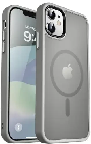 MOCCA iPhone 12/iPhone 12 Pro uchun kuchli magnitli g‘ilof, [Magsafe bilan mos keladi][Harbiy standartdagi tushishdan himoya] iPhone 12/12 Pro uchun ingichka zarbga chidamli yarim shaffof himoya telefon g‘ilofi, titanium kulrang - 1