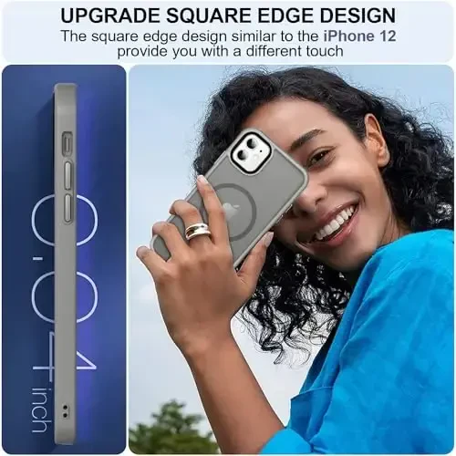 MOCCA iPhone 12/iPhone 12 Pro uchun kuchli magnitli g‘ilof, [Magsafe bilan mos keladi][Harbiy standartdagi tushishdan himoya] iPhone 12/12 Pro uchun ingichka zarbga chidamli yarim shaffof himoya telefon g‘ilofi, titanium kulrang - 6