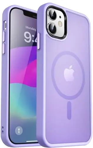MOCCA iPhone 12/iPhone 12 Pro uchun kuchli magnitli g‘ilof, [Magsafe bilan mos][Harbiy darajadagi tushishdan himoya] iPhone 12/12 Pro uchun ingichka zarbga chidamli yarim shaffof himoya telefon g‘ilofi, och binafsha - MOCCA