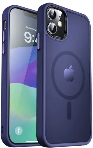 MOCCA iPhone 12/iPhone 12 Pro uchun kuchli magnitli g‘ilofi, [Magsafe bilan mos keladi][Harbiy darajadagi tushishdan himoya] iPhone 12/12 Pro uchun ingichka zarbga chidamli yarim shaffof himoya telefon g‘ilofi, to‘q ko‘k 