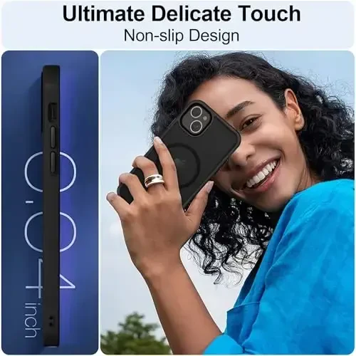 MOCCA Strong Magnetic for iPhone 13 Case, [Compatible with Magsafe][Screen Protector+Camera Lens Protector] Translucent Matte Back Slim Shockproof Case for iPhone 13 Phone Case 6.1