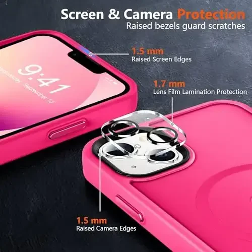 MOCCA Strong Magnetic for iPhone 13 Case, [Compatible with Magsafe][Screen Protector+Camera Lens Protector] Translucent Matte Back Slim Shockproof Case for iPhone 13 Phone Case 6.1