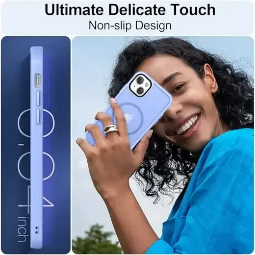 MOCCA Strong Magnetic for iPhone 13 Case, [Compatible with Magsafe][Screen Protector+Camera Lens Protector] Translucent Matte Back Slim Shockproof Case for iPhone 13 Phone Case 6.1