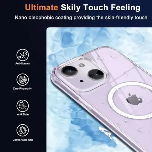 MOCCA Strong Magnetic for iPhone 13 Case Clear, [Anti Yellowing][Compatible with Magsafe][Screen Protector+Camera Lens Protector] Slim Shockproof Protective Case for iPhone 13 Phone Case 6.1