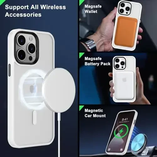 MOCCA Strong Magnetic for iPhone 13 Pro Max Case,[Compatible with Magsafe][Glass Screen Protector+Camera Lens Protector] Slim Thin Shockproof Cover Phone Case for iPhone 13 Pro Max 6.7